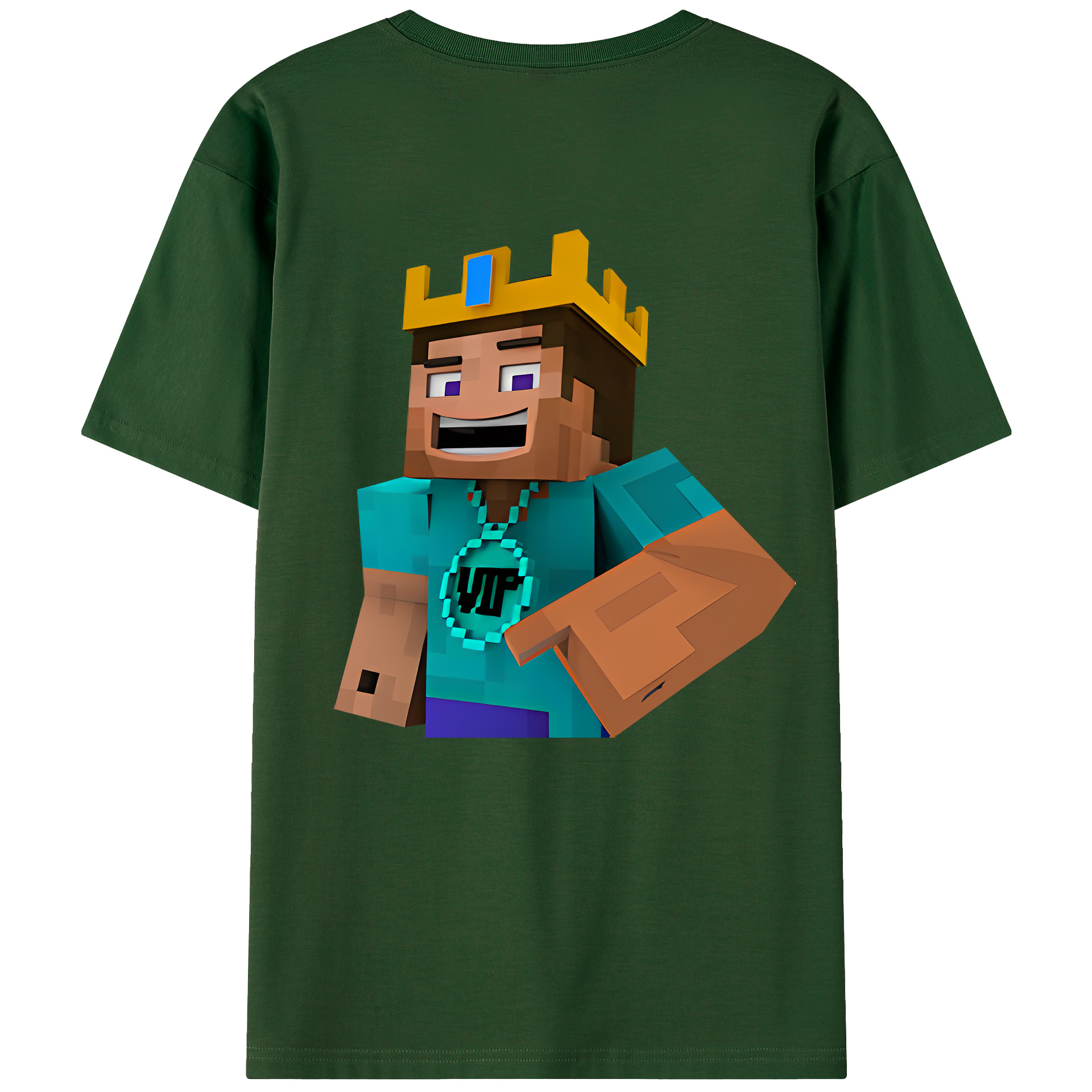（画像用） マインクラフト ブロックの世界 Minecraft MC Block world 綿100％半袖Tシャツ（背面プリント）